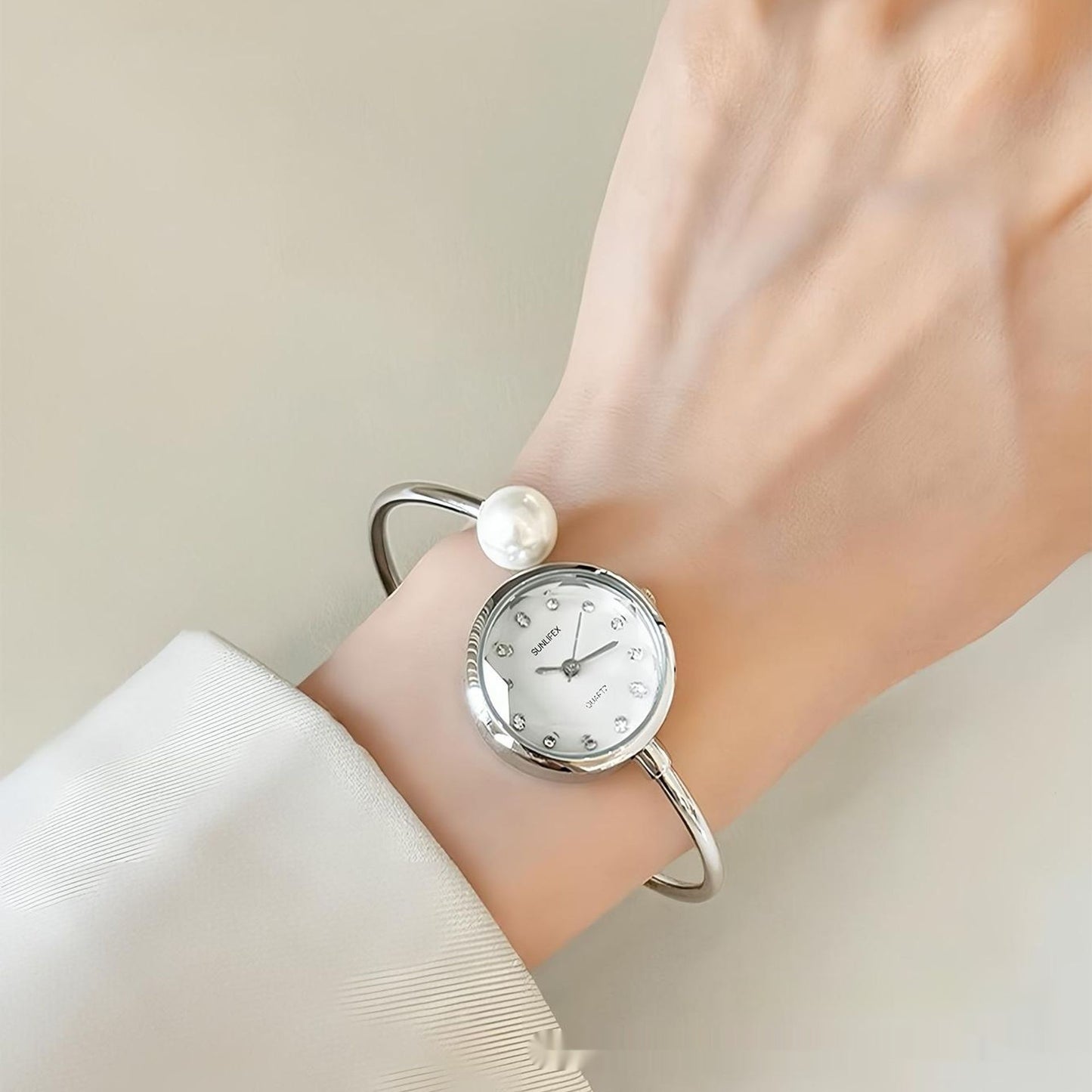 Women's High-grade Simple Pearl Bangle Watch High-grade Watch